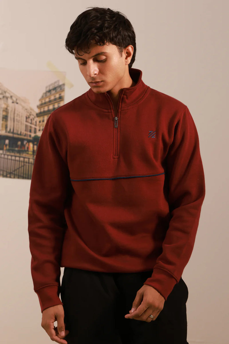 Mock Neck Sweat Shirt - 5001 - MAROON