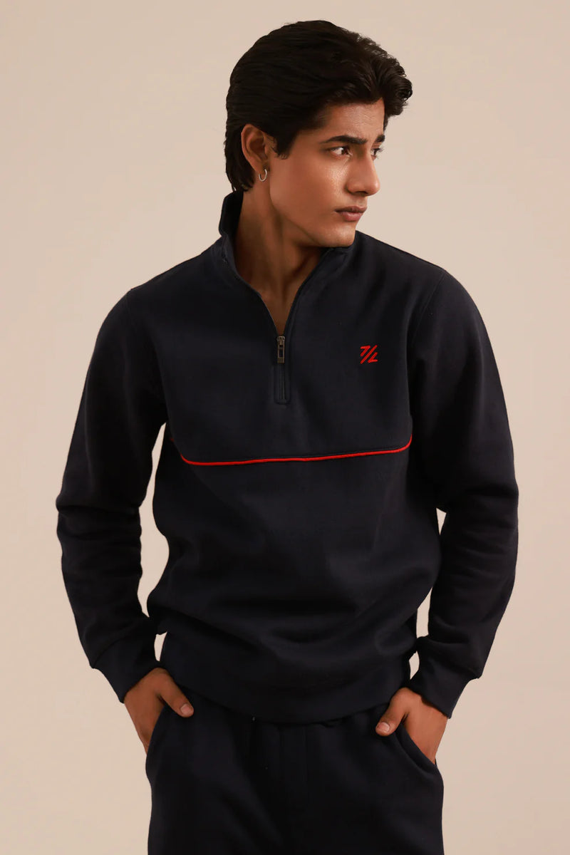 Mock Neck Sweat Shirt - 5001 - NAVY