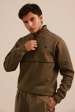 Mock Neck Sweat Shirt - 5001 - OLIVE