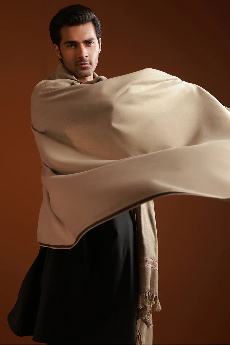 Men Shawl - S002 - LIGHT BEIGE